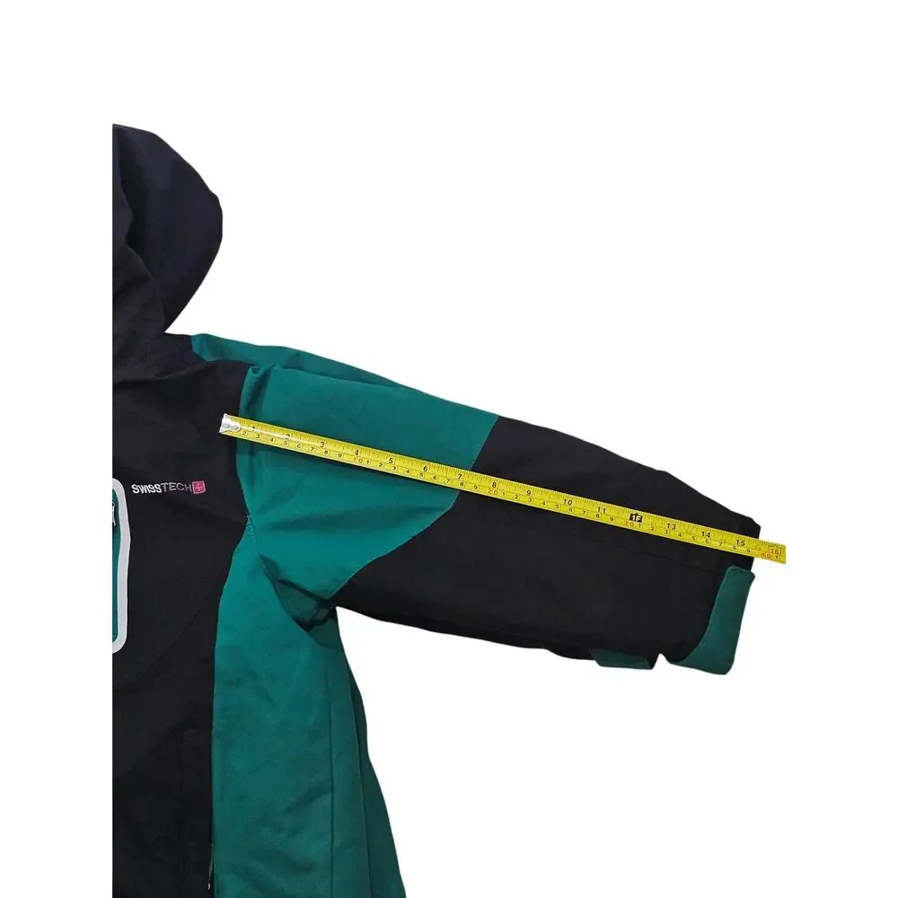 SwissTech Boys Black and Green Winter Jacket Fleece Lined Winter Coat XL (14-16)
